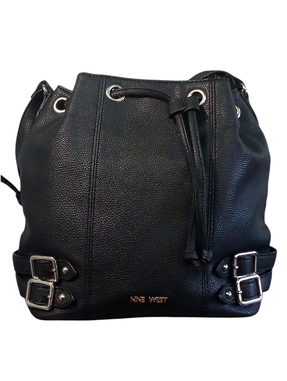 Nine West Black Drawstring Bucket Purse